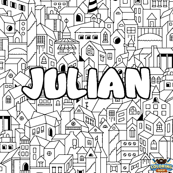 Coloring page first name JULIAN - City background