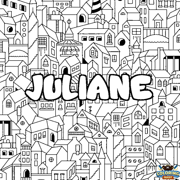 Coloring page first name JULIANE - City background