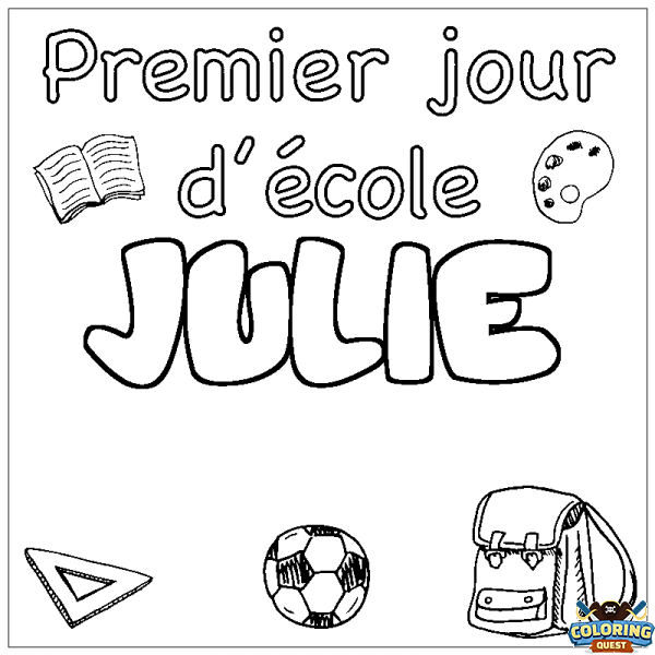 Coloring page first name JULIE - School First day background