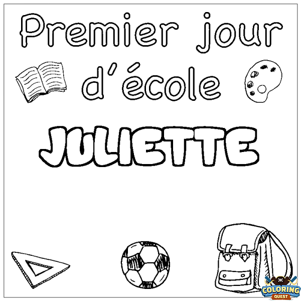 Coloring page first name JULIETTE - School First day background