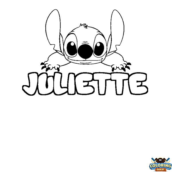 Coloring page first name JULIETTE - Stitch background