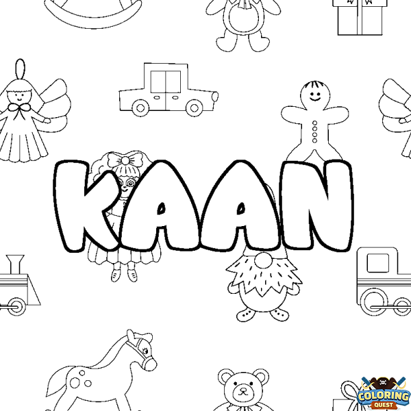 Coloring page first name KAAN - Toys background