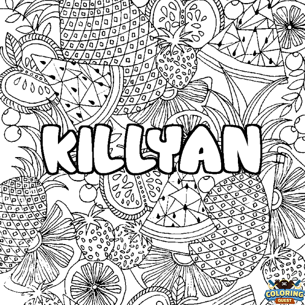 Coloring page first name KILLYAN - Fruits mandala background