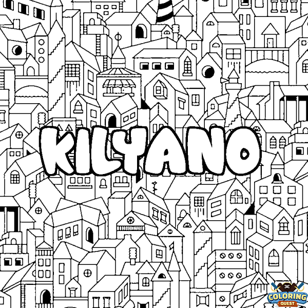 Coloring page first name KILYANO - City background