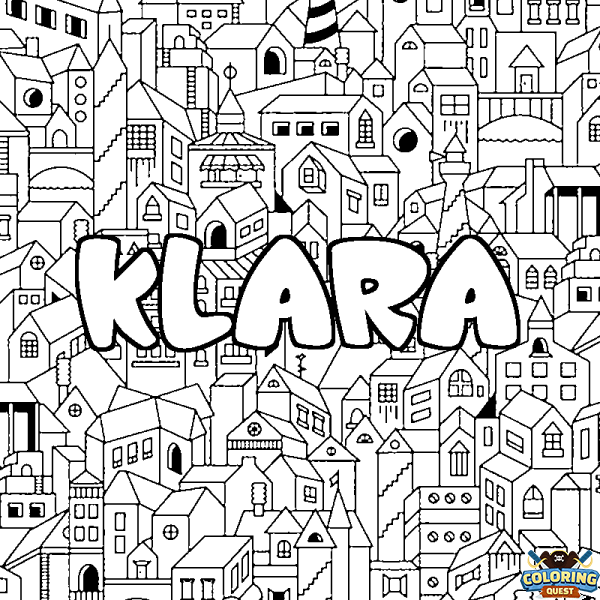 Coloring page first name KLARA - City background