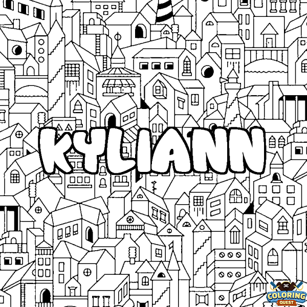 Coloring page first name KYLIANN - City background