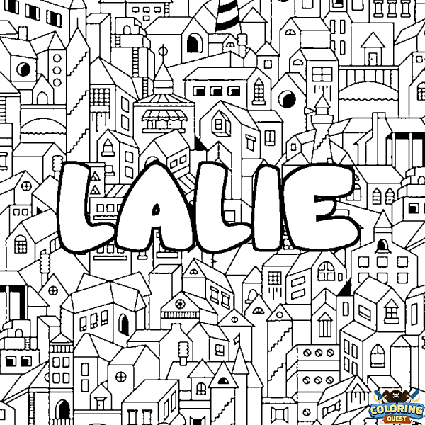 Coloring page first name LALIE - City background