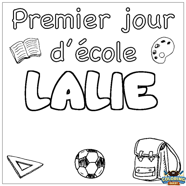 Coloring page first name LALIE - School First day background