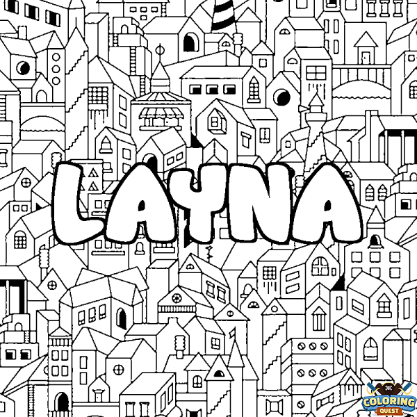 Coloring page first name LAYNA - City background