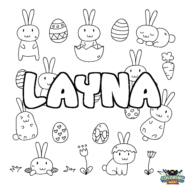 Coloring page first name LAYNA - Easter background