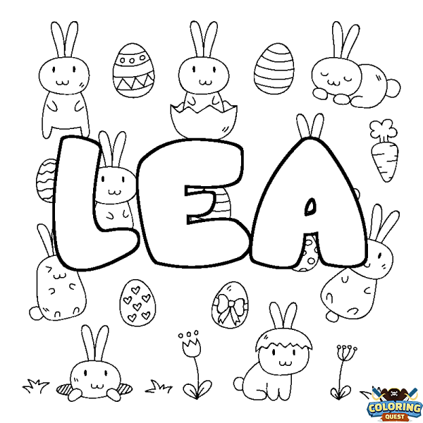 Coloring page first name LEA - Easter background