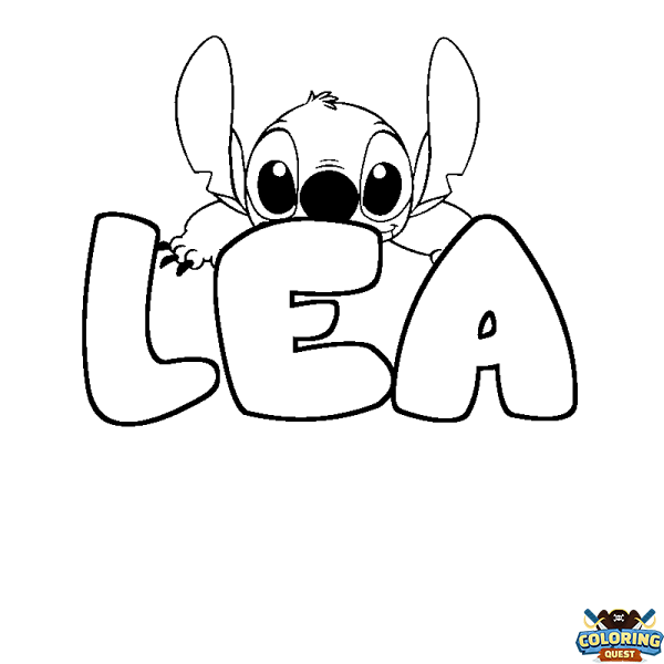 Coloring page first name LEA - Stitch background