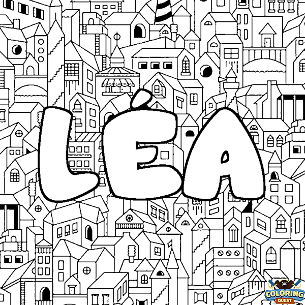 Coloring page first name L&Eacute;A - City background