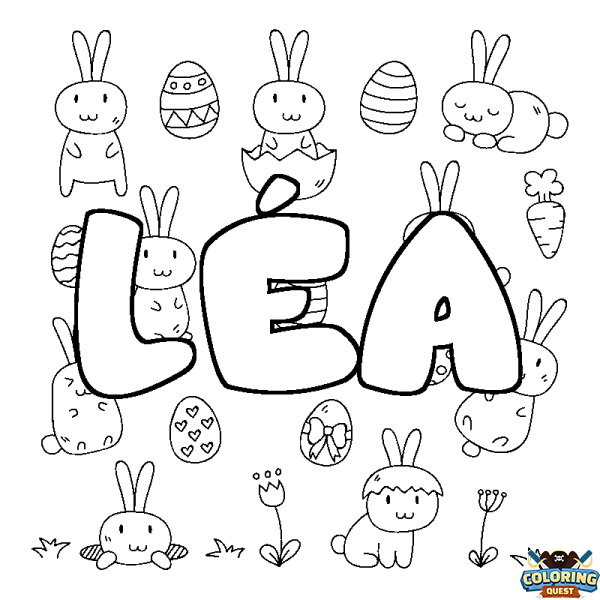 Coloring page first name L&Eacute;A - Easter background