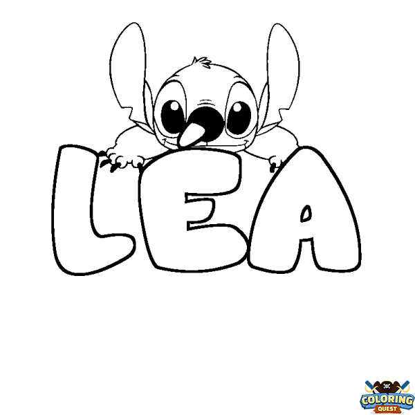 Coloring page first name L&Eacute;A - Stitch background