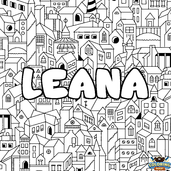 Coloring page first name LEANA - City background