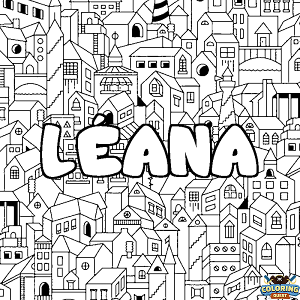 Coloring page first name L&Eacute;ANA - City background