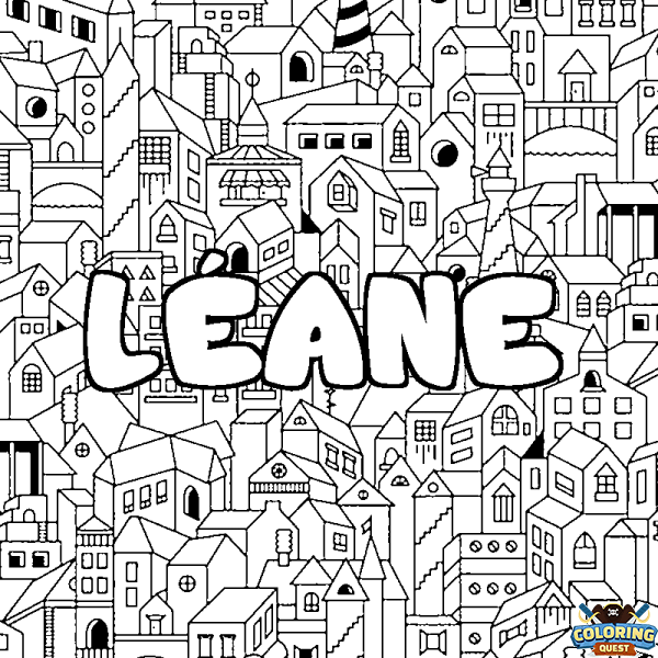 Coloring page first name L&Eacute;ANE - City background