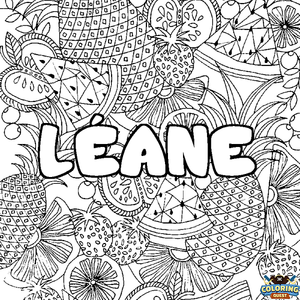 Coloring page first name L&Eacute;ANE - Fruits mandala background