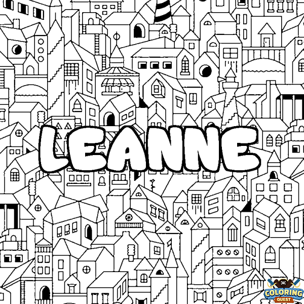 Coloring page first name LEANNE - City background