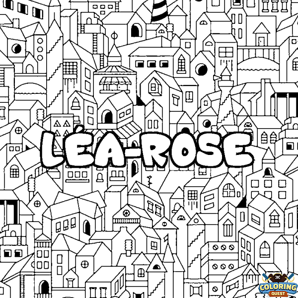 Coloring page first name L&Eacute;A-ROSE - City background