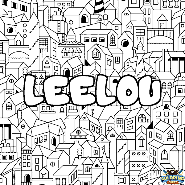 Coloring page first name LEELOU - City background