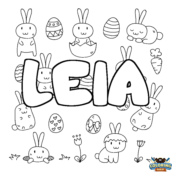 Coloring page first name LEIA - Easter background