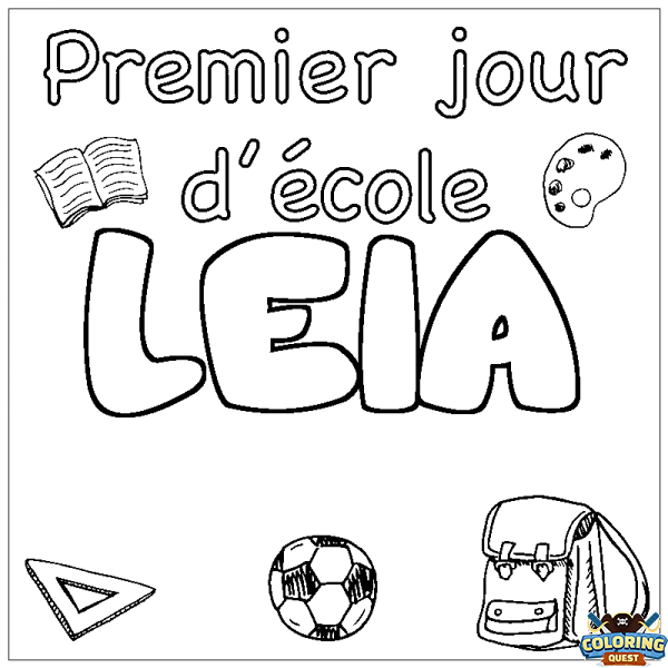 Coloring page first name LEIA - School First day background