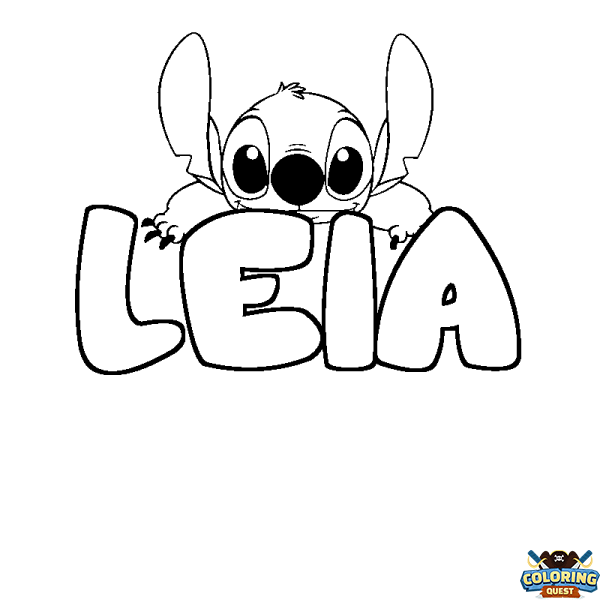 Coloring page first name LEIA - Stitch background