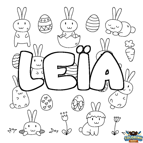 Coloring page first name LE&Iuml;A - Easter background