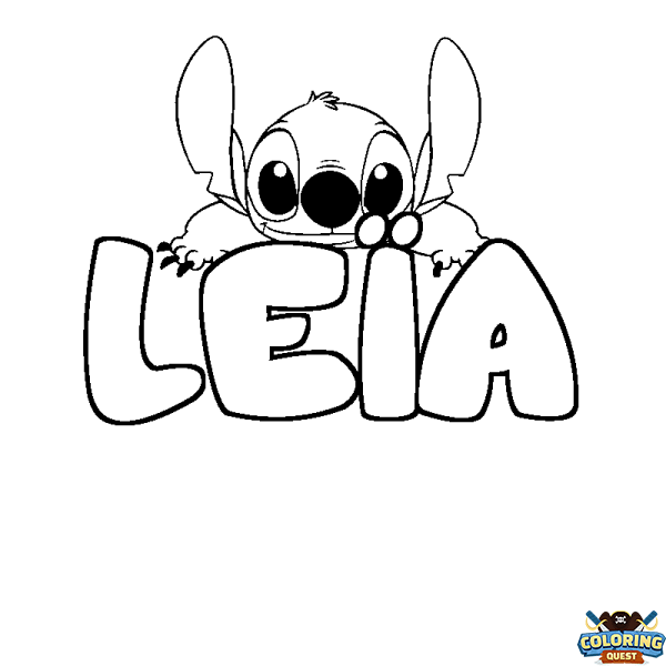 Coloring page first name LE&Iuml;A - Stitch background