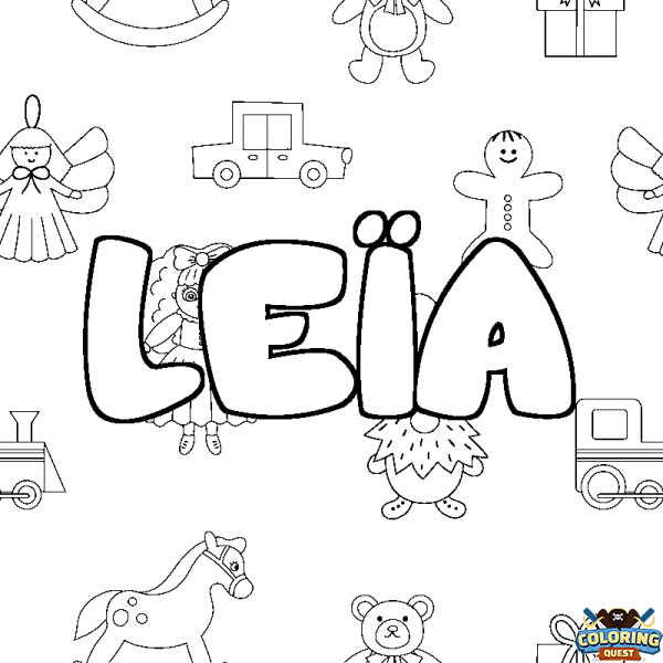 Coloring page first name LE&Iuml;A - Toys background