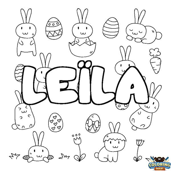 Coloring page first name LE&Iuml;LA - Easter background