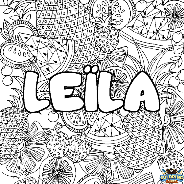 Coloring page first name LE&Iuml;LA - Fruits mandala background