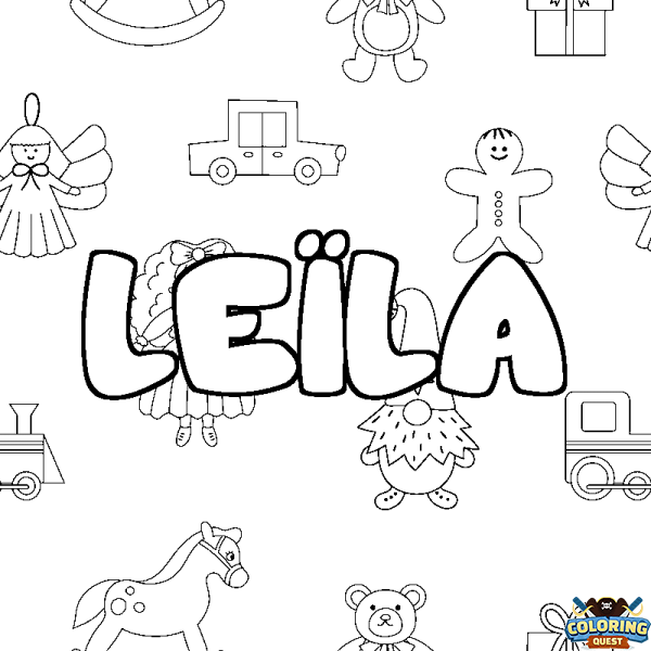 Coloring page first name LE&Iuml;LA - Toys background