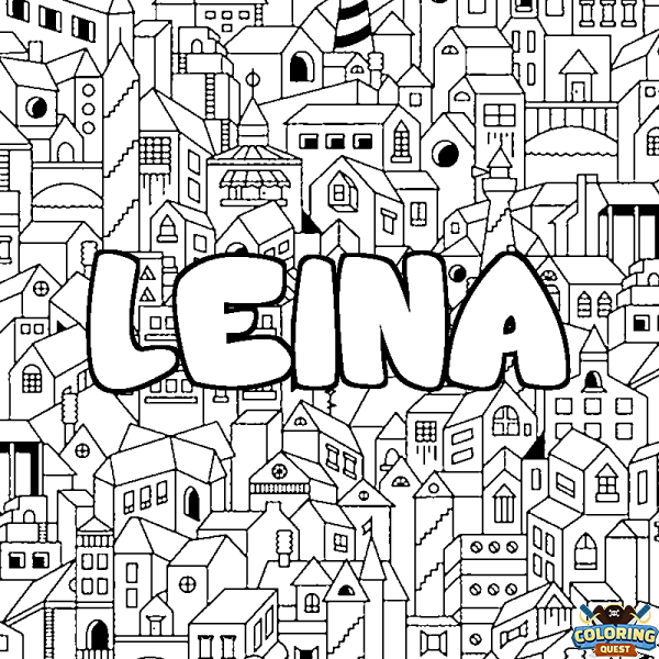 Coloring page first name LEINA - City background