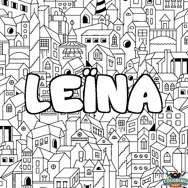 Coloring page first name LE&Iuml;NA - City background