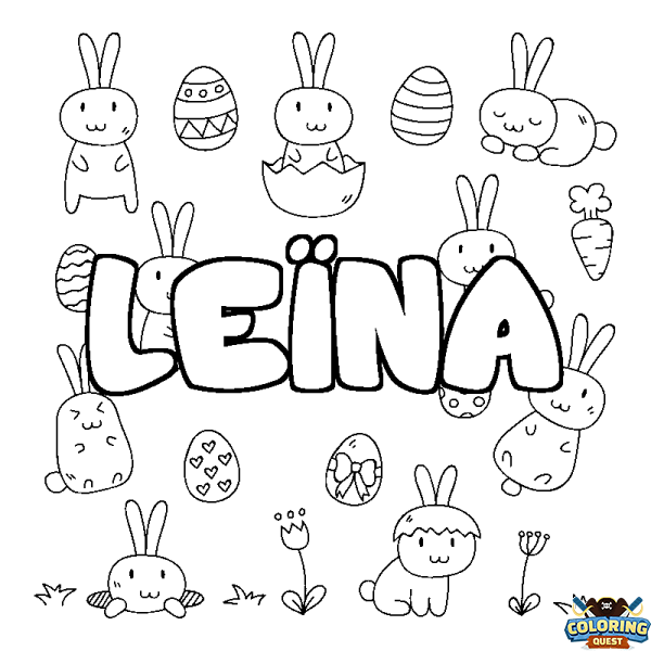 Coloring page first name LE&Iuml;NA - Easter background