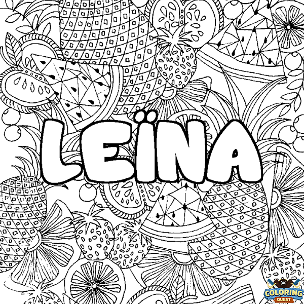 Coloring page first name LE&Iuml;NA - Fruits mandala background