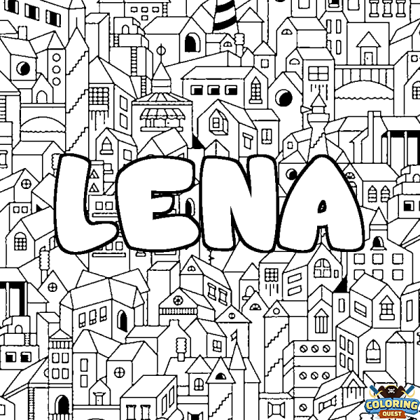 Coloring page first name LENA - City background