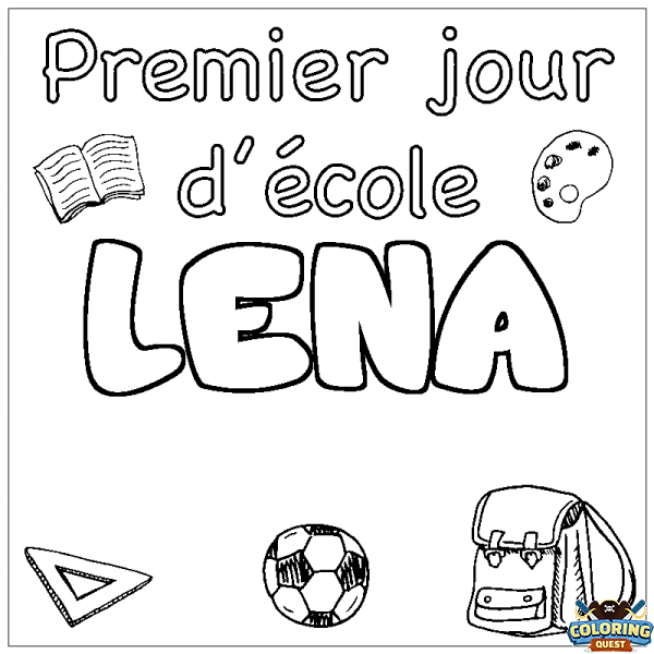 Coloring page first name LENA - School First day background