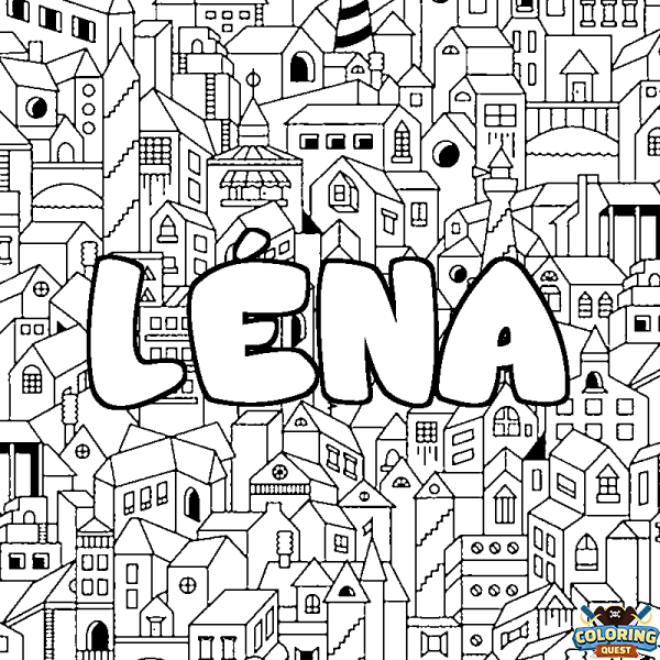 Coloring page first name L&Eacute;NA - City background