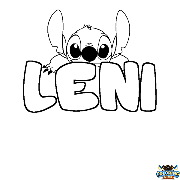 Coloring page first name LENI - Stitch background