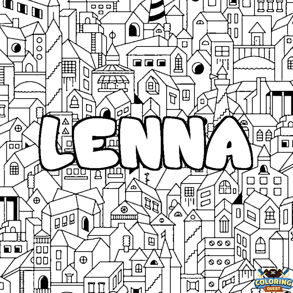 Coloring page first name LENNA - City background