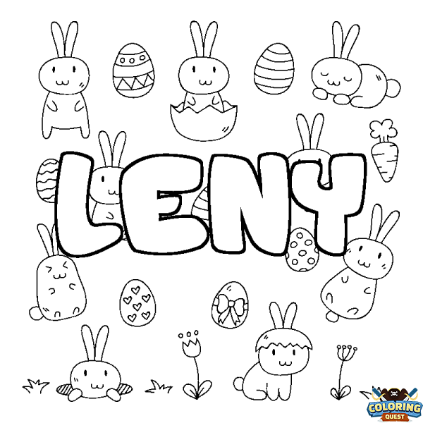 Coloring page first name LENY - Easter background