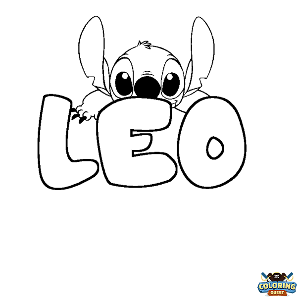 Coloring page first name LEO - Stitch background