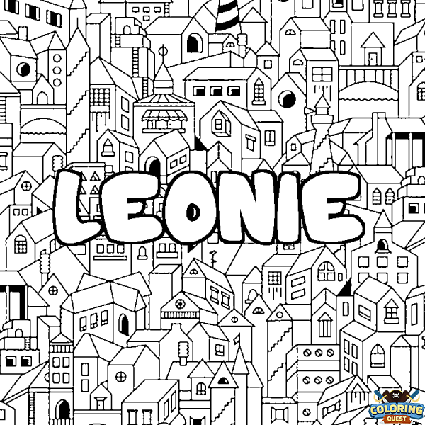 Coloring page first name LEONIE - City background