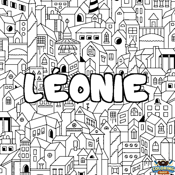 Coloring page first name L&Eacute;ONIE - City background