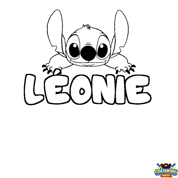 Coloring page first name L&Eacute;ONIE - Stitch background