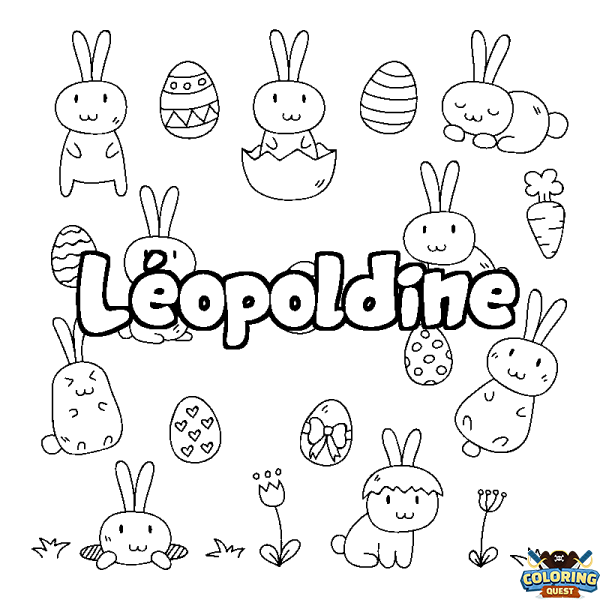 Coloring page first name L&eacute;opoldine - Easter background